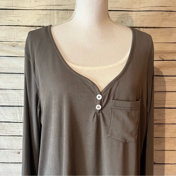 Misslook Gray Ribbed Faux Layered Long Sleeve Top - Picture 10 of 11